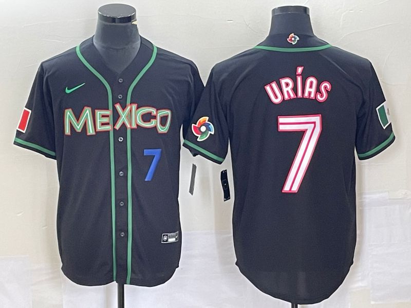 Men 2023 World Cub Mexico #7 Urias Black white Nike MLB Jersey35